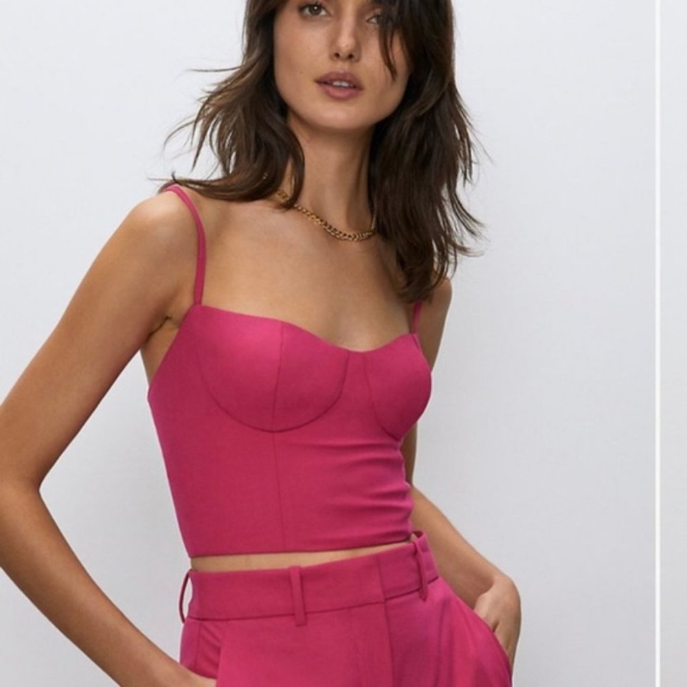 Aritzia Hot Pink Cropped Bustier Camisole